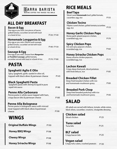 All day breakfast menu